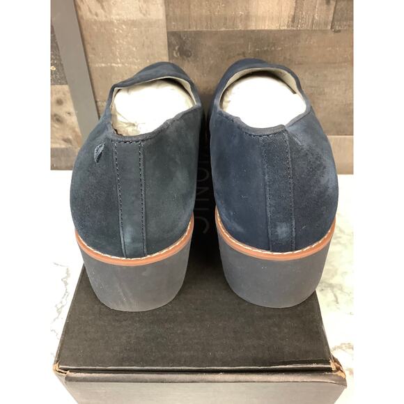 Vionic Women's 12 Black Suede Leather Willa Wedge Loafer Slip On Comfort LB12-19 - Picture 4 of 7